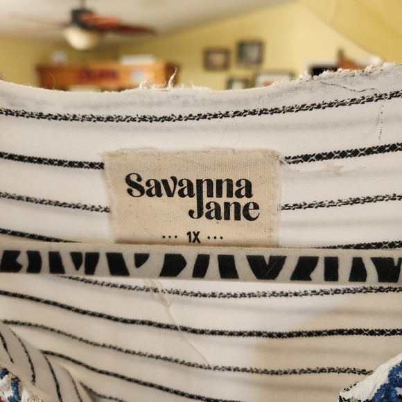 Samya Women's Embroidered Striped Blouse - White and Blue - Picture 4 of 4